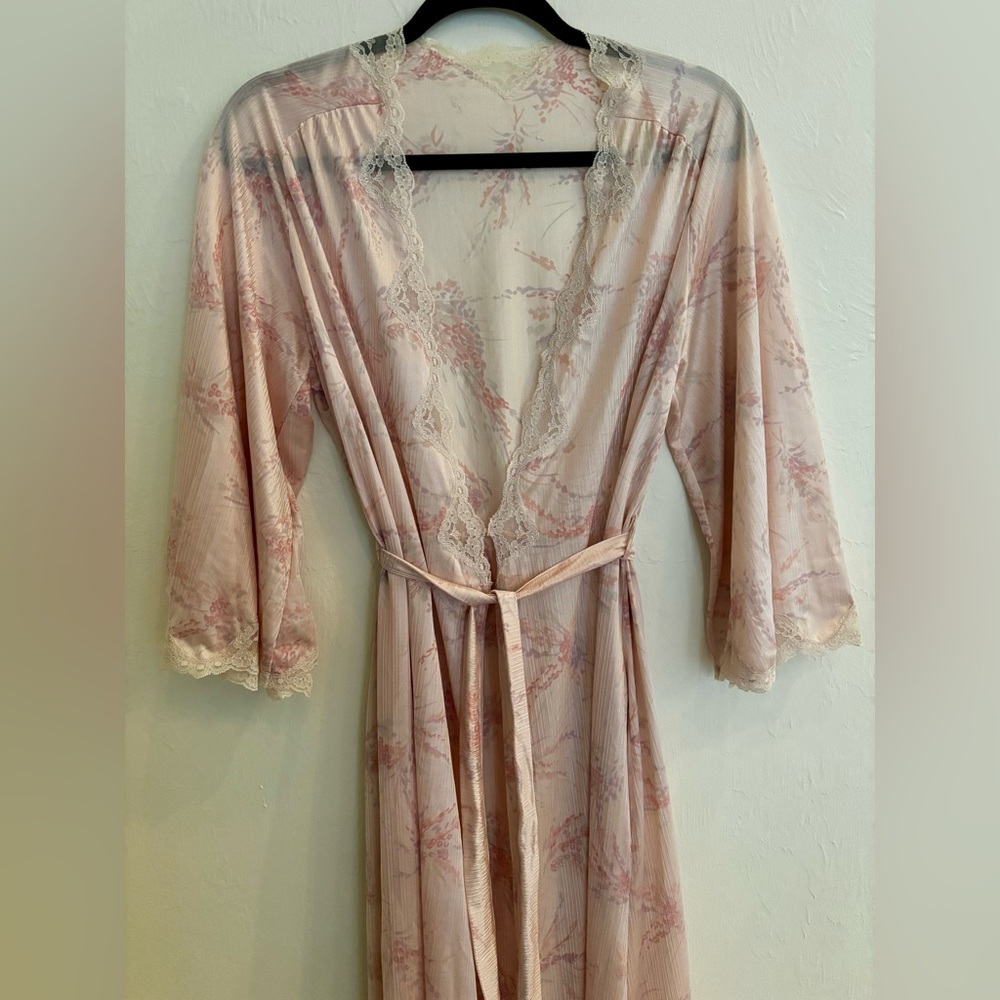 Vintage 70’s Tom Bezduda for Barad & Co Robe Long Size M Floral Soft Pink